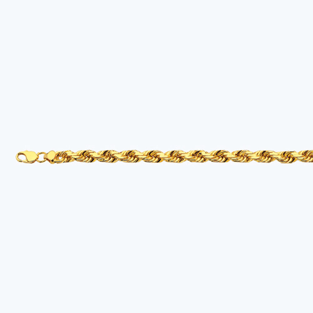 18K 10MM YELLOW GOLD SOLID DC ROPE 9" CHAIN BRACELET (AVAILABLE IN LENGTHS 7" - 30")