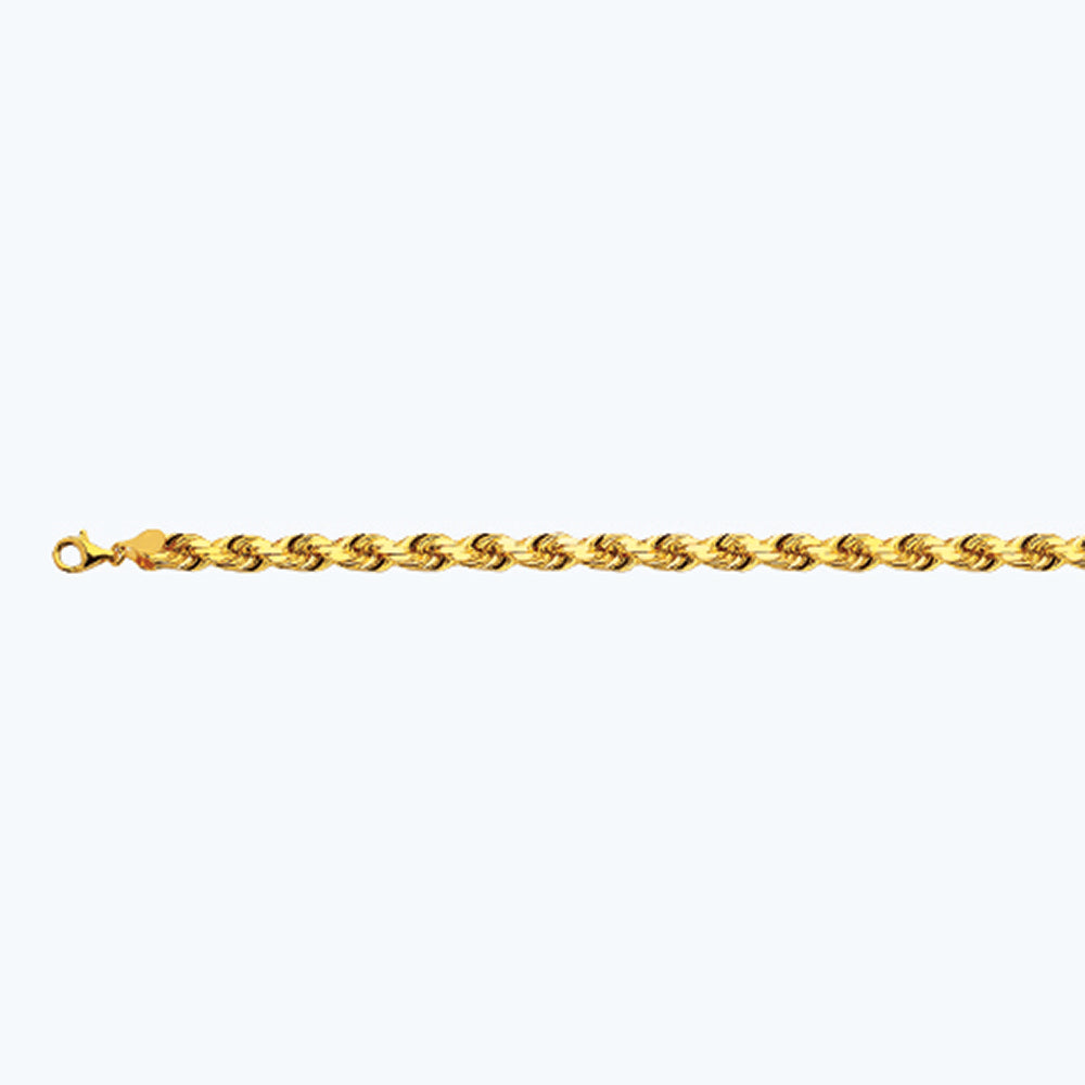 18K 8MM YELLOW GOLD SOLID DC ROPE 7.5" CHAIN BRACELET (AVAILABLE IN LENGTHS 7" - 30")