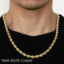 Load image into Gallery viewer, 10K 7MM YELLOW GOLD SOLID DC ROPE 30&quot; CHAIN NECKLACE (AVAILABLE IN LENGTHS 7&quot; - 30&quot;)
