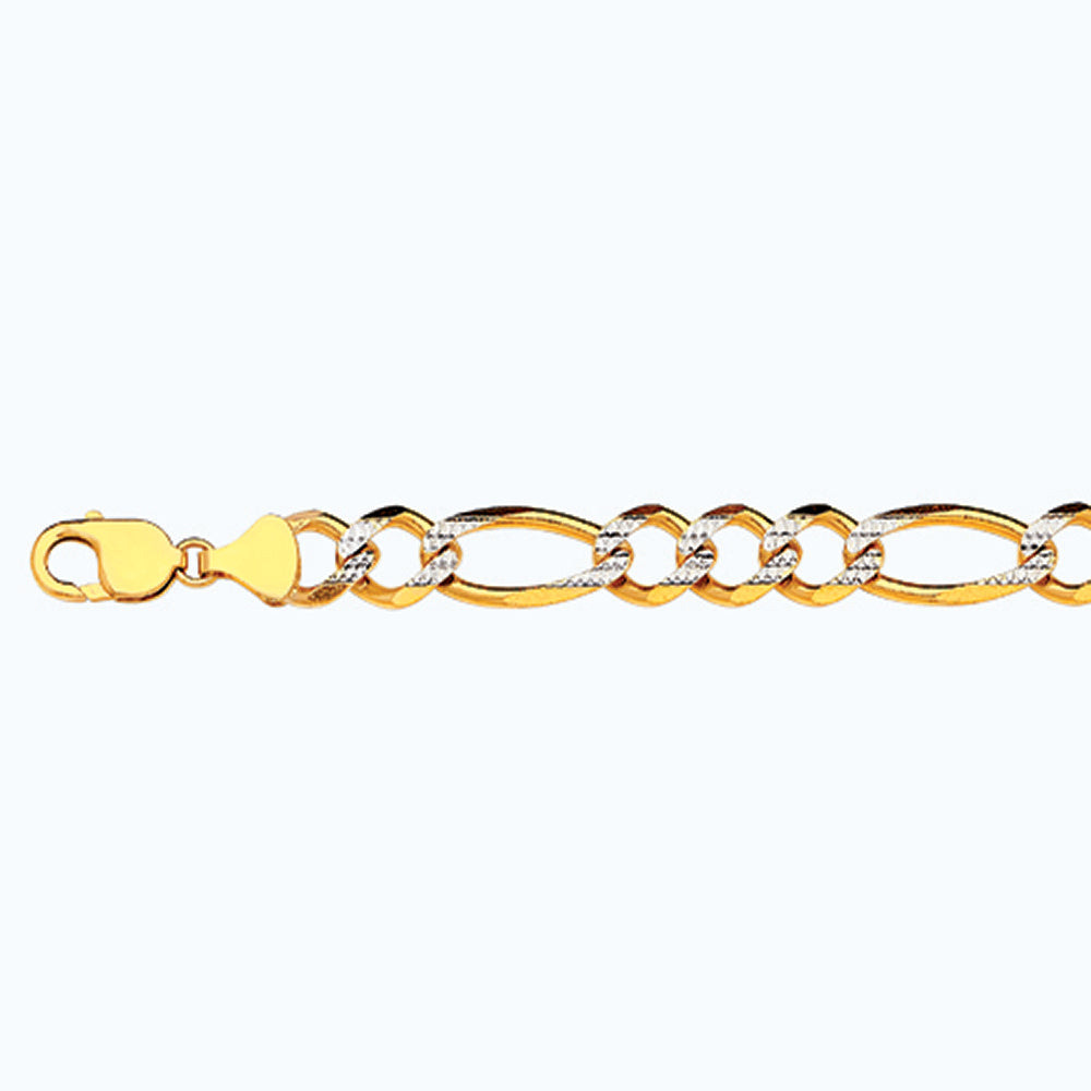 14K 12MM YELLOW GOLD SOLID PAVE FIGARO 20