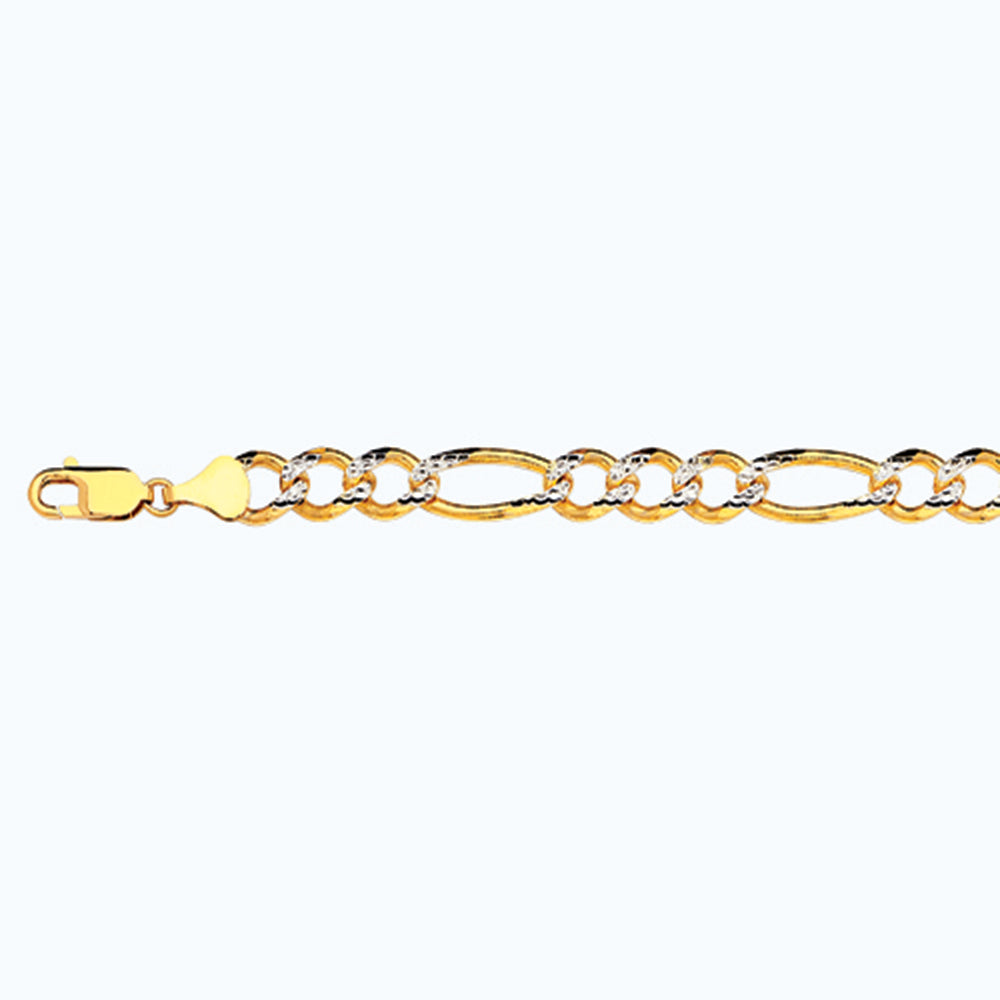 14K 9.5MM YELLOW GOLD SOLID PAVE FIGARO 18