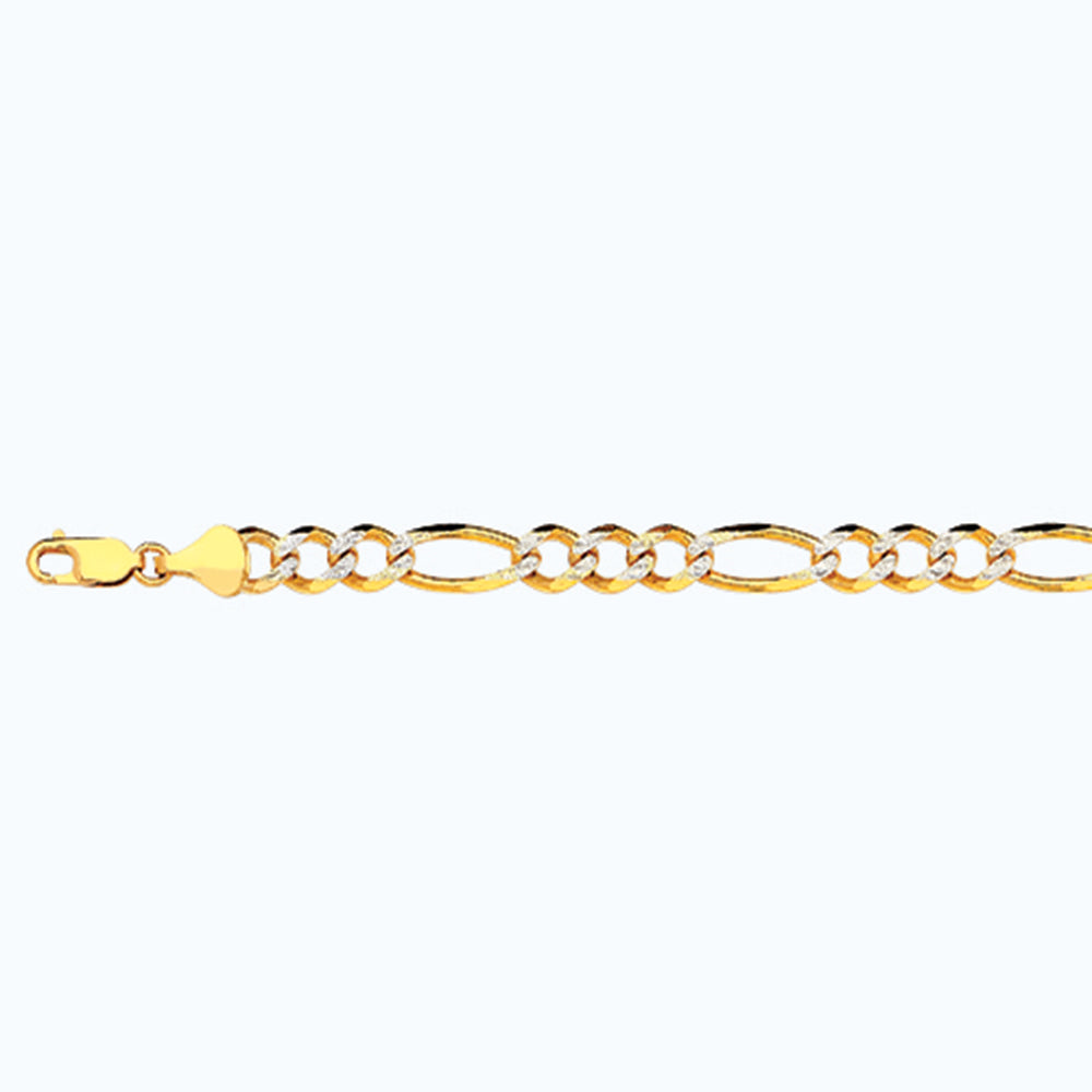 14K 8MM YELLOW GOLD SOLID PAVE FIGARO 16