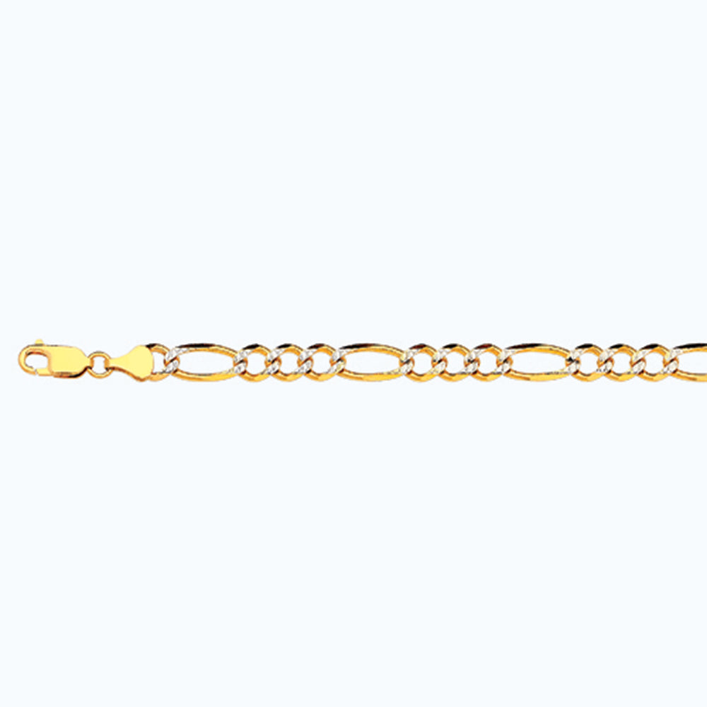 14K 6.5MM YELLOW GOLD SOLID PAVE FIGARO 18