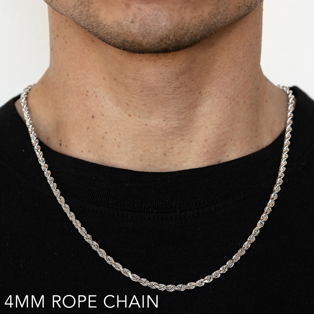 10K 4MM WHITE GOLD SOLID DC ROPE 20