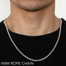 Load image into Gallery viewer, 14K 4MM WHITE GOLD SOLID DC ROPE 24&quot; CHAIN NECKLACE (AVAILABLE IN LENGTHS 7&quot; - 30&quot;)
