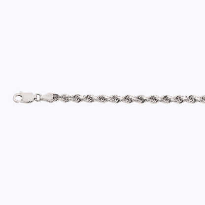14K 3.5MM WHITE GOLD SOLID DC ROPE 24" CHAIN NECKLACE (AVAILABLE IN LENGTHS 7" - 30")