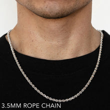 Load image into Gallery viewer, 14K 3.5MM WHITE GOLD SOLID DC ROPE 24&quot; CHAIN NECKLACE (AVAILABLE IN LENGTHS 7&quot; - 30&quot;)
