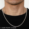 Load image into Gallery viewer, 14K 3.5MM WHITE GOLD SOLID DC ROPE 30&quot; CHAIN NECKLACE (AVAILABLE IN LENGTHS 7&quot; - 30&quot;)
