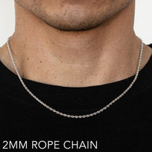 Load image into Gallery viewer, 14K 2MM WHITE GOLD SOLID DC ROPE 26&quot; CHAIN NECKLACE (AVAILABLE IN LENGTHS 7&quot; - 30&quot;)
