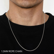 Load image into Gallery viewer, 14K 1.5MM WHITE GOLD SOLID DC ROPE 28&quot; CHAIN NECKLACE (AVAILABLE IN LENGTHS 7&quot; - 30&quot;)
