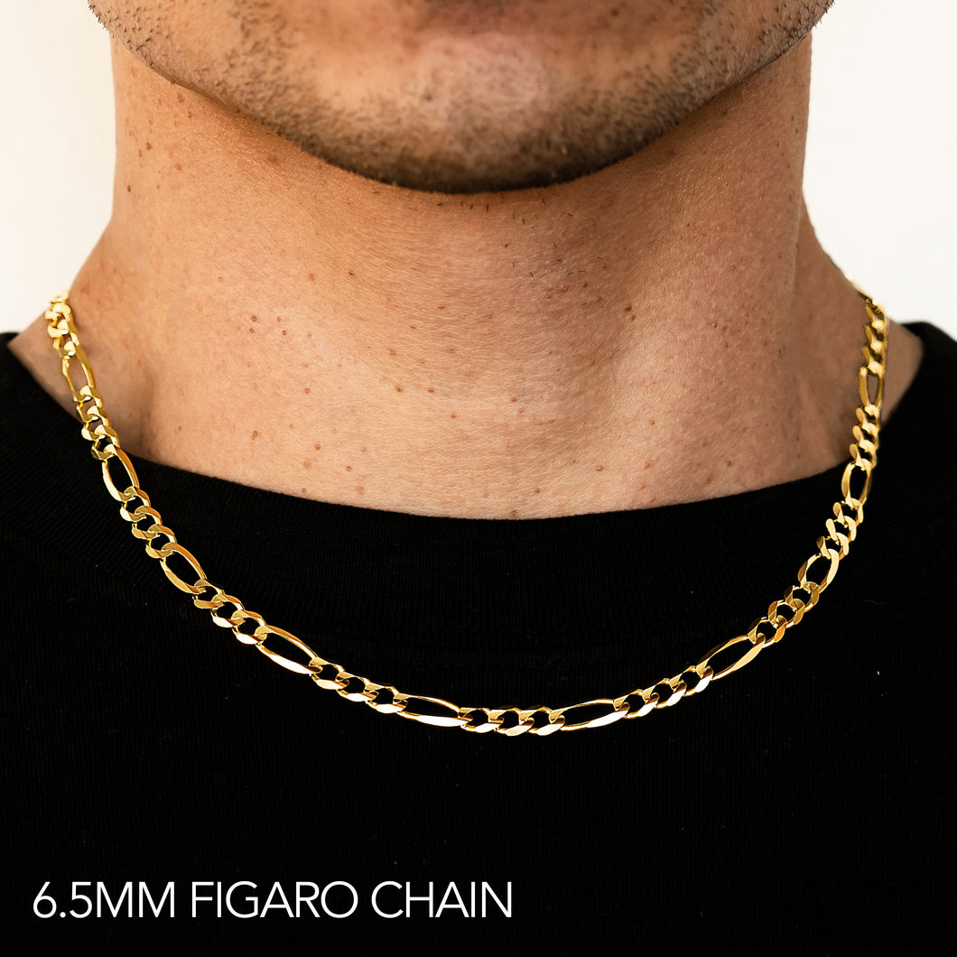 10K 6.5MM YELLOW GOLD SOLID FIGARO 28