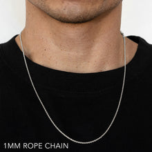 Load image into Gallery viewer, 14K 1MM WHITE GOLD SOLID DC ROPE 16&quot; CHAIN NECKLACE (AVAILABLE IN LENGTHS 7&quot; - 30&quot;)
