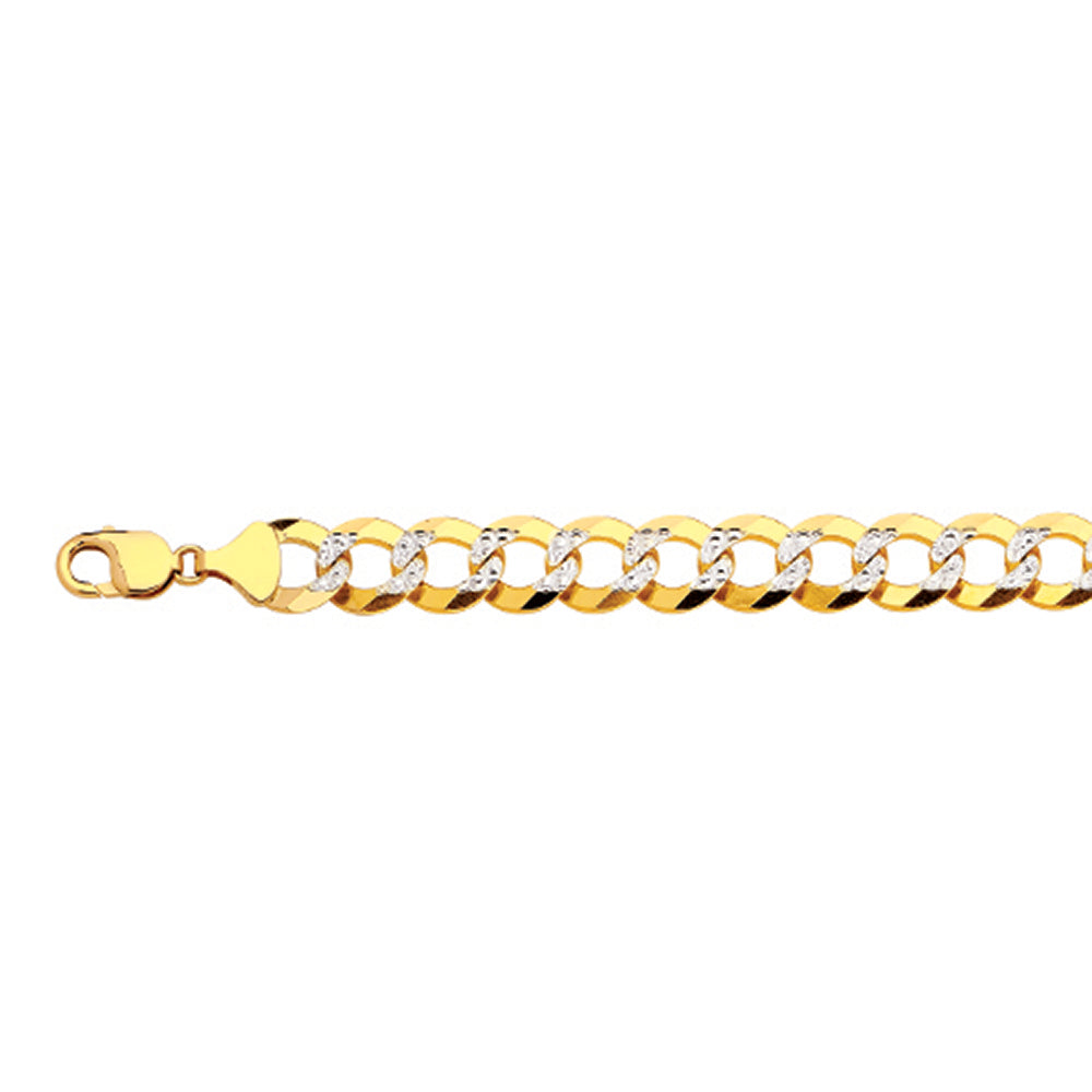 10K 14MM YELLOW GOLD SOLID PAVE CURB 28