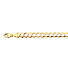 Load image into Gallery viewer, 10K 12MM YELLOW GOLD SOLID PAVE CURB 22&quot; CHAIN NECKLACE (AVAILABLE IN LENGTHS 7&quot; - 30&quot;)
