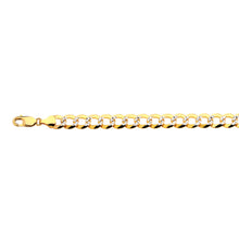 Load image into Gallery viewer, 14K 9.5MM YELLOW GOLD SOLID PAVE CURB 16&quot; CHAIN NECKLACE (AVAILABLE IN LENGTHS 7&quot; - 30&quot;)
