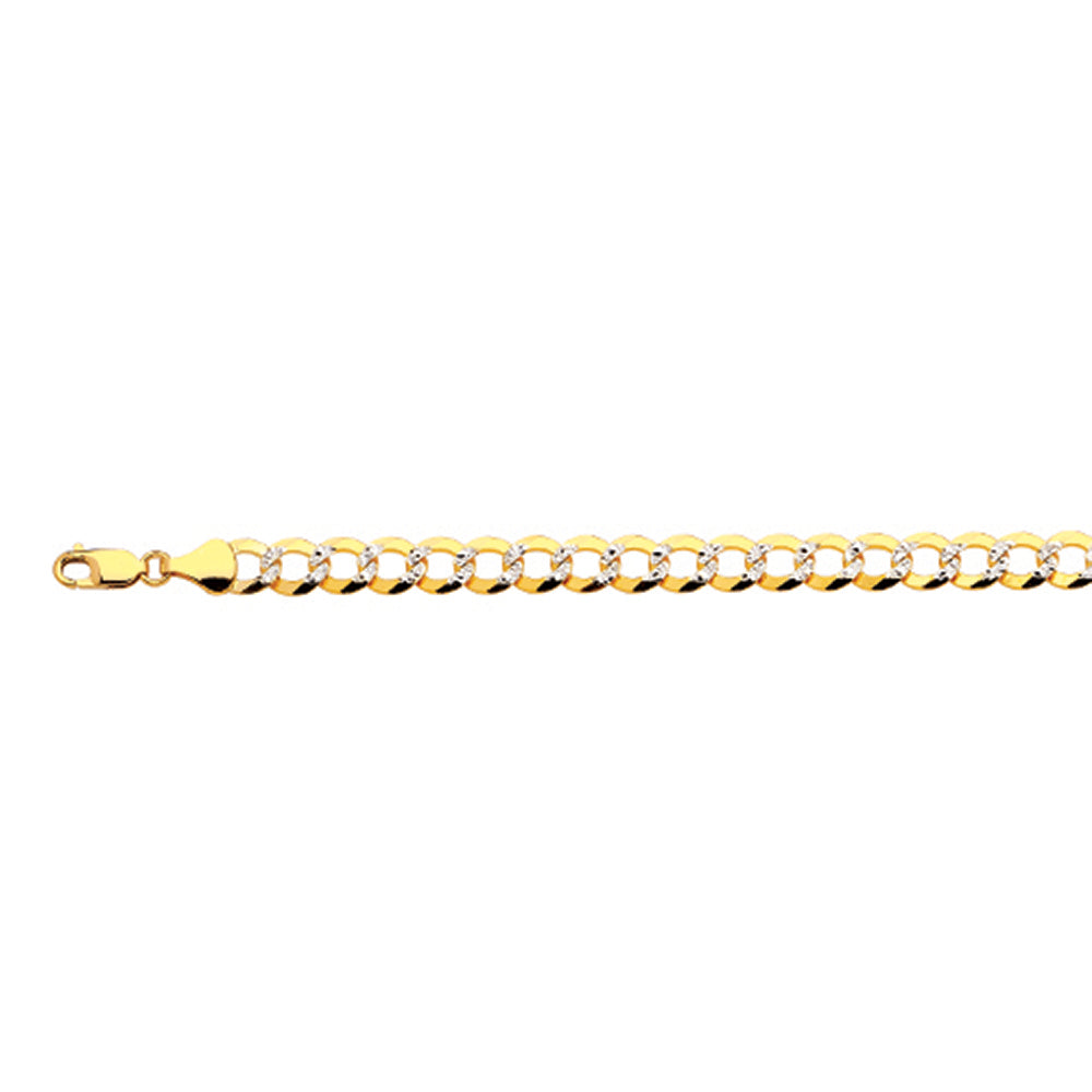 10K 8MM YELLOW GOLD SOLID PAVE CURB 28