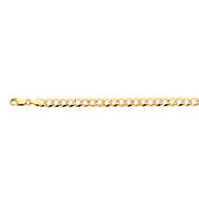 Load image into Gallery viewer, 14K 7MM YELLOW GOLD SOLID PAVE CURB 24&quot; CHAIN NECKLACE (AVAILABLE IN LENGTHS 7&quot; - 30&quot;)
