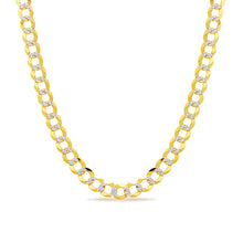 Load image into Gallery viewer, 14K 5.5MM YELLOW GOLD SOLID PAVE CURB 20&quot; CHAIN NECKLACE (AVAILABLE IN LENGTHS 7&quot; - 30&quot;)
