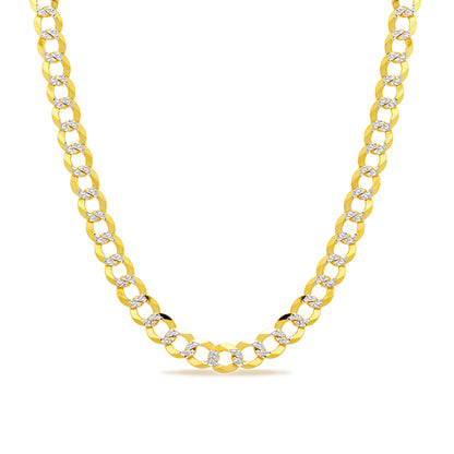 14K 5.5MM YELLOW GOLD SOLID PAVE CURB 26" CHAIN NECKLACE (AVAILABLE IN LENGTHS 7" - 30")