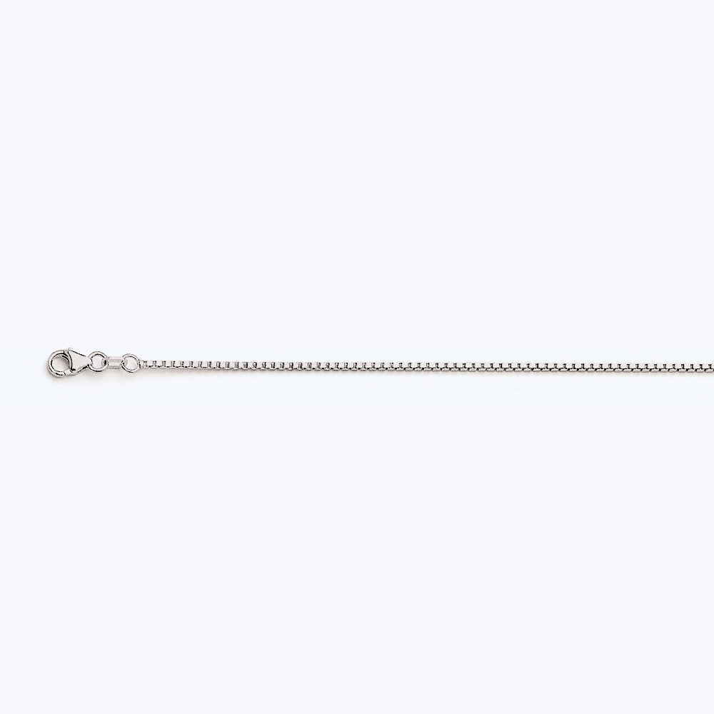 10K WHITE GOLD BOX 078 GAUGE 20" CHAIN NECKLACE (AVAILABLE IN LENGTHS 7" - 30")