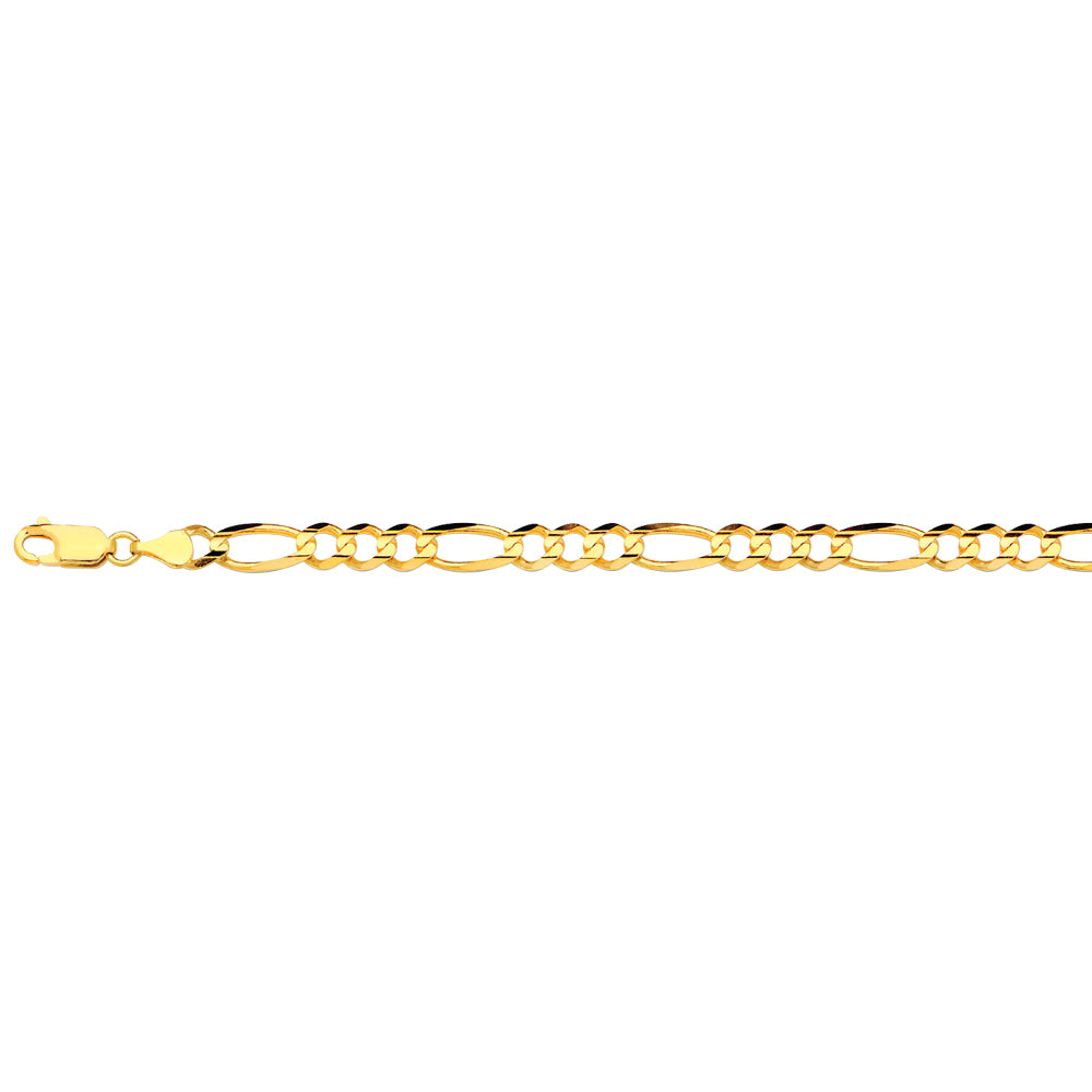 14K 5.5MM YELLOW GOLD SOLID FIGARO 7