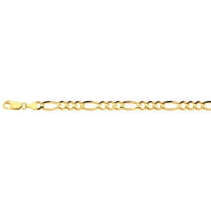 14K 5.5MM YELLOW GOLD SOLID FIGARO 18" CHAIN NECKLACE (AVAILABLE IN LENGTHS 7" - 30")