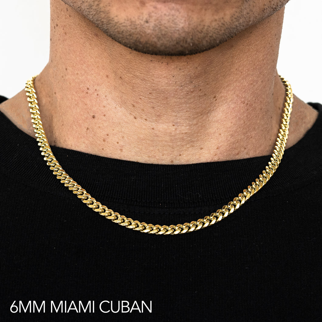 10K 6MM YELLOW GOLD SOLID MIAMI CUBAN 20