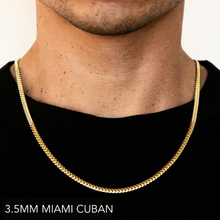 Load image into Gallery viewer, 10K 3.5MM YELLOW GOLD SOLID MIAMI CUBAN 20&quot; CHAIN NECKLACE (AVAILABLE IN LENGTHS 7&quot; - 30&quot;)
