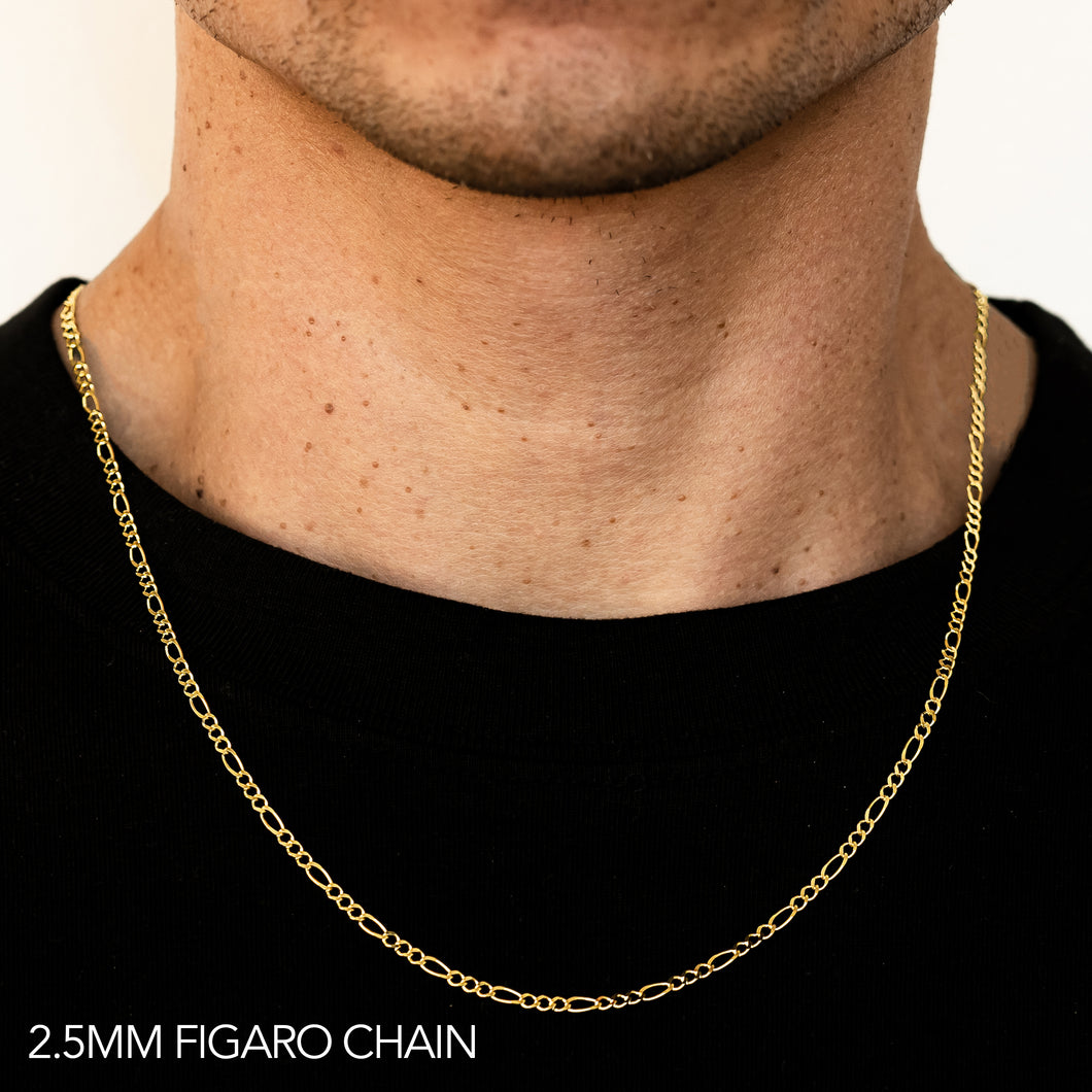 10K 2.5MM YELLOW GOLD SOLID FIGARO 24