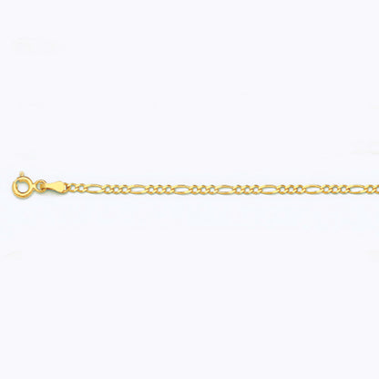14K 2MM YELLOW GOLD SOLID FIGARO 22" CHAIN NECKLACE (AVAILABLE IN LENGTHS 7" - 30")