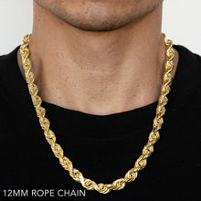 Load image into Gallery viewer, 14K 12MM YELLOW GOLD SOLID DC ROPE 28&quot; CHAIN NECKLACE (AVAILABLE IN LENGTHS 7&quot; - 30&quot;)
