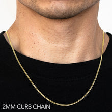 Load image into Gallery viewer, 14K 2MM YELLOW GOLD HOLLOW CURB 24&quot; CHAIN NECKLACE (AVAILABLE IN LENGTHS 7&quot; - 30&quot;)
