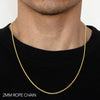 Load image into Gallery viewer, 14K 2MM YELLOW GOLD DC HOLLOW ROPE 18&quot; CHAIN NECKLACE (AVAILABLE IN LENGTHS 7&quot; - 30&quot;)
