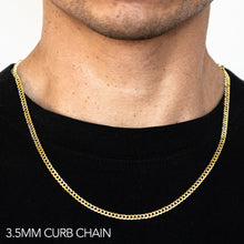 Load image into Gallery viewer, 14K 3.5MM YELLOW GOLD SOLID CURB 24&quot; CHAIN NECKLACE (AVAILABLE IN LENGTHS 7&quot; - 30&quot;)
