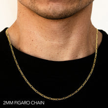 Load image into Gallery viewer, 14K 2MM YELLOW GOLD SOLID FIGARO 24&quot; CHAIN NECKLACE (AVAILABLE IN LENGTHS 7&quot; - 30&quot;)
