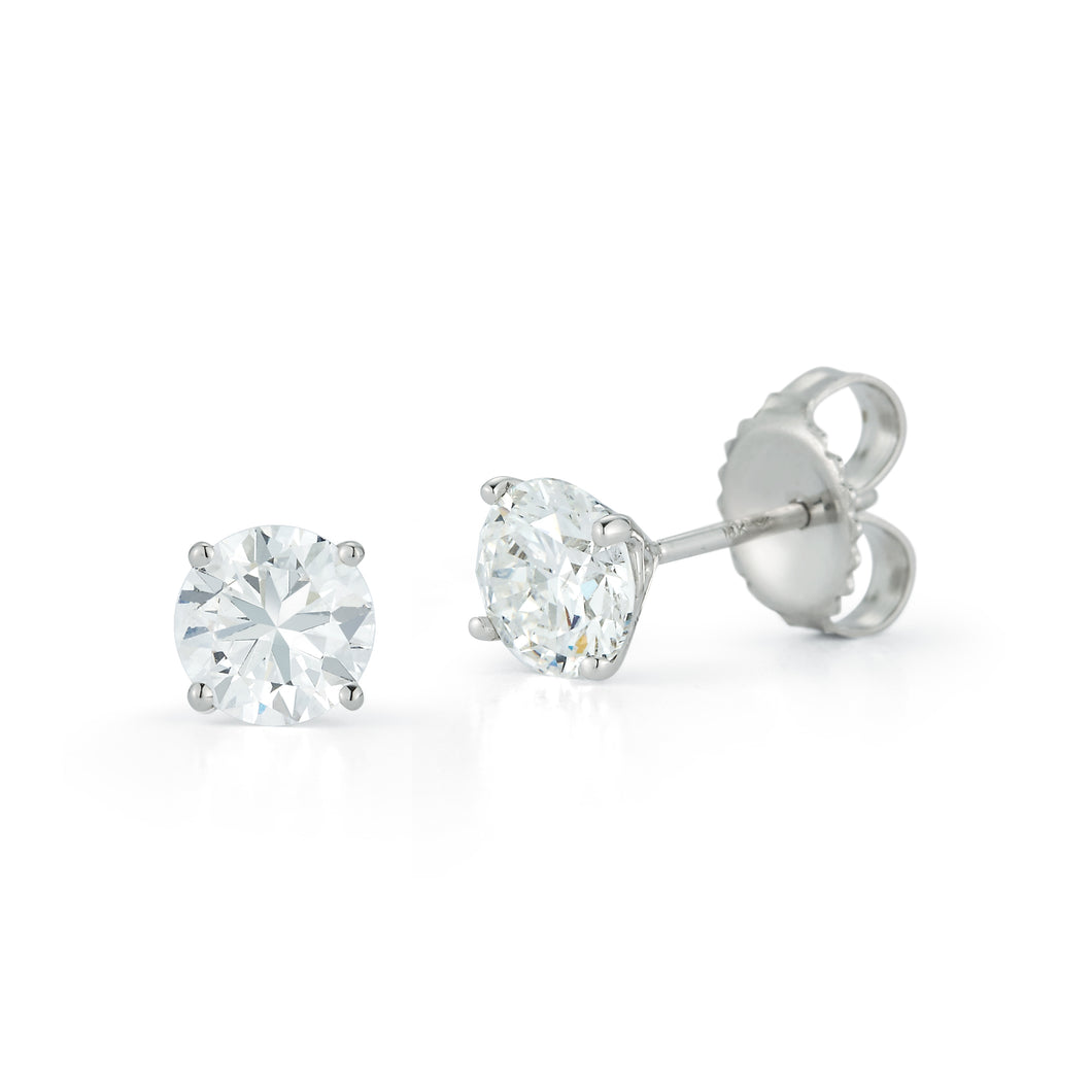 4 Prong Round Diamond Stud Earrings