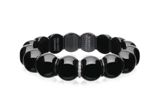 Black Ceramic Bracelet with 1 Diamond Bar