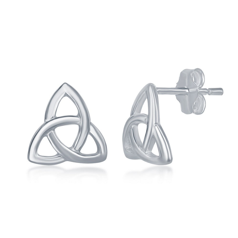 Sterling Silver Triple Triangle Celtic Design Stud Earrings