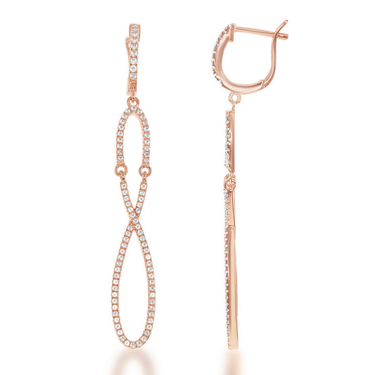 Sterling Silver Rose GP Infinity White Topaz 1.35 cttw Earrings
