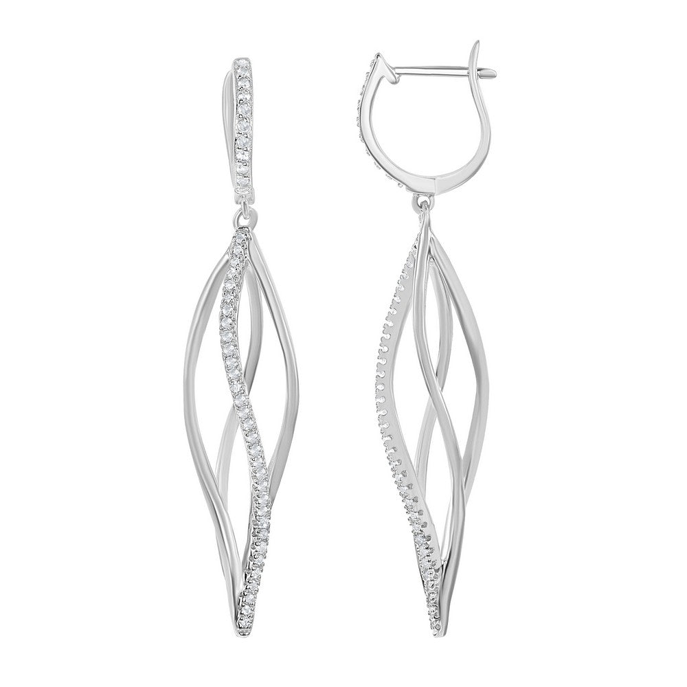 Sterling Silver 2.0 cttw White Topaz Open Twist Bridal Earrings