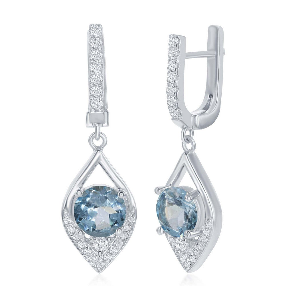 Sterling Silver Center 3.25ctw Sky Blue with 4.6ctw White Topaz Marquise Shaped Earrings