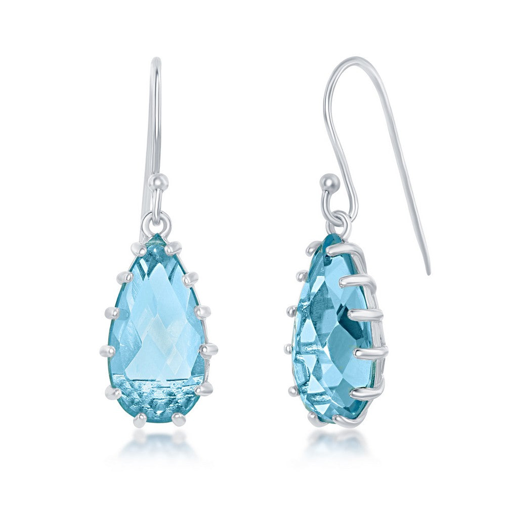 Sterling Silver Prong Pear-Shaped 7.96cttw Blue Topaz Earrings