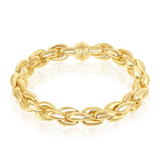 Sterling Silver W/14K Gold Overlay, Oval-Linked Bracelet, MADE IN ITALY