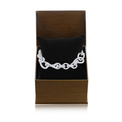 Sterling Silver Alternating Rolo & Twisted Oval Linked High Polished Bracelet, MADE IN ITALY