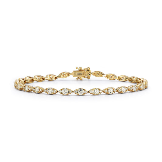 Marquise Shape Link Bracelet with Round Diamond