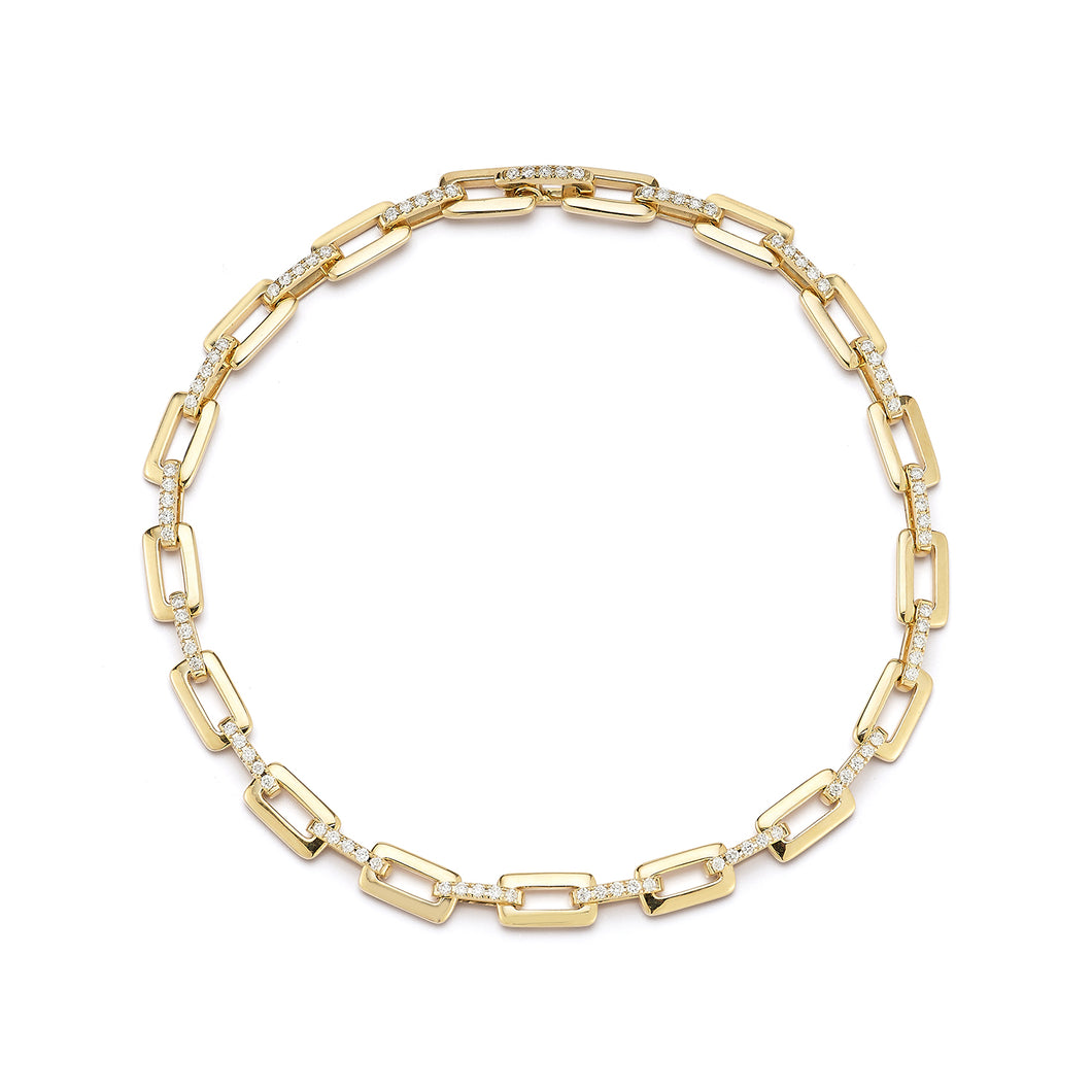 Paperclip Pave Diamond Link Bracelet