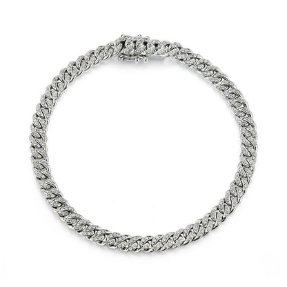 Cuban Link with Pave Diamond Bracelet