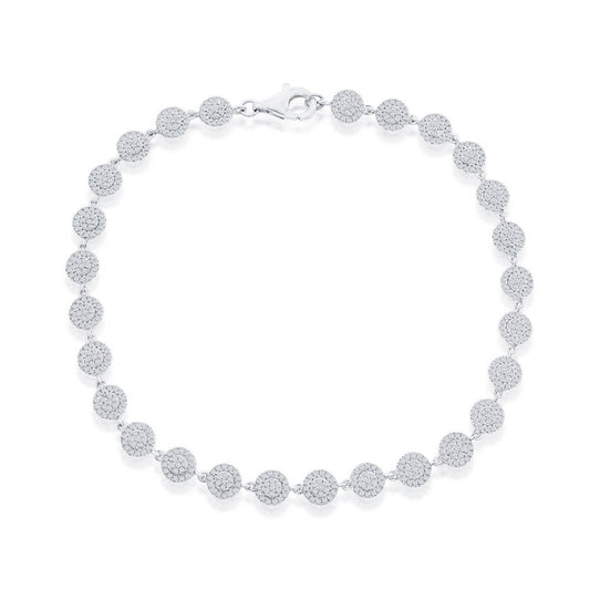 Sterling Silver, Round Link Diamond Bracelet - (567 Stones)