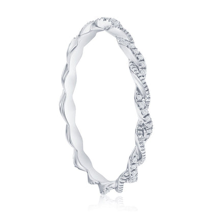 Sterling Silver Intertwined Diamond Ring - (56 Stones)