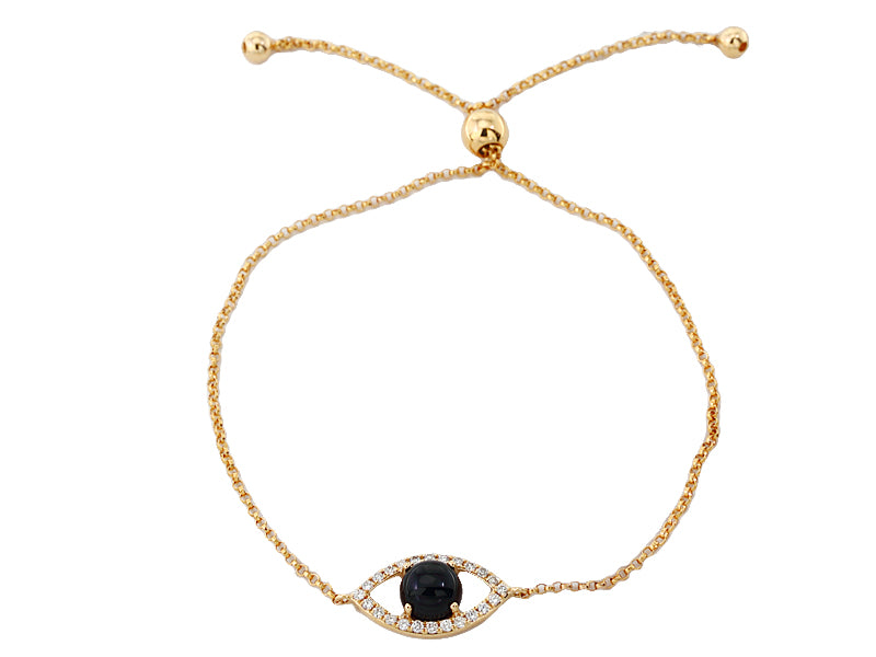 EFFY 14K YELLOW GOLD DIAMOND,ONYX BRACELET